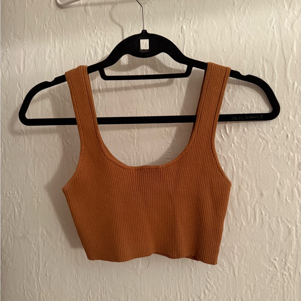 Forever 21 Camel Ribbed Crop Top